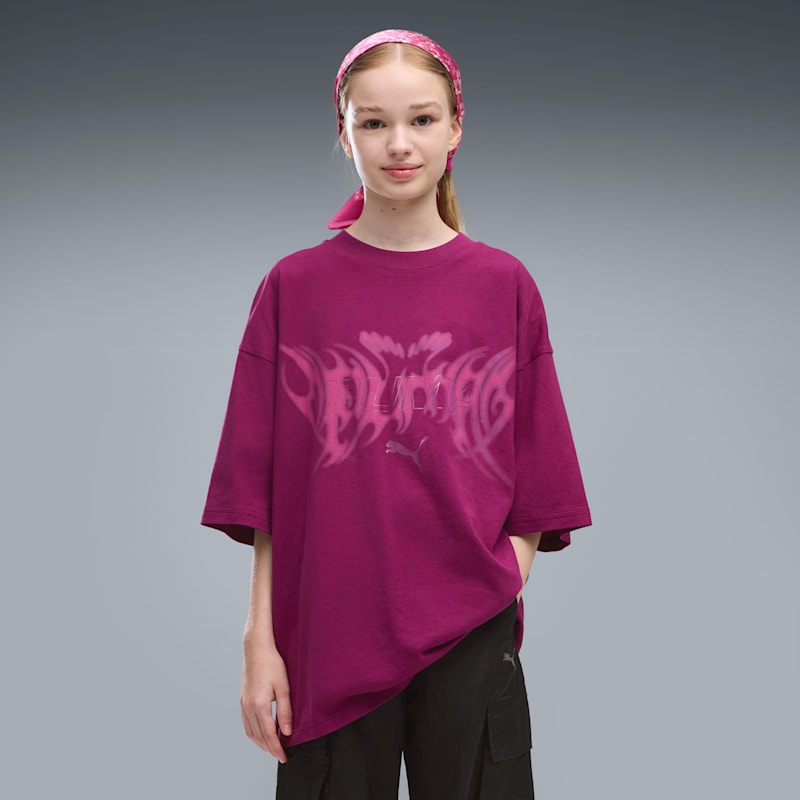 Midnight Shadow Big Kids' Oversized Graphic Tee - Image 2